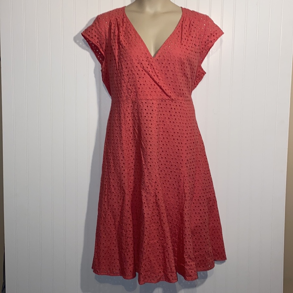 Pink eyelet overlay dress plus size spring summer dress